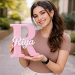 Personalized Alphabet Name Stand for Girls (6.5x6.5 Inch) Custom Initial Letter Plastic Table Top Décor with Name | Love Craft Gifts