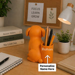 Personalized Orange Dog Pen Holder – Custom Name Cute Desk Organizer Gift for Dog Lovers | Love Craft Gifts™