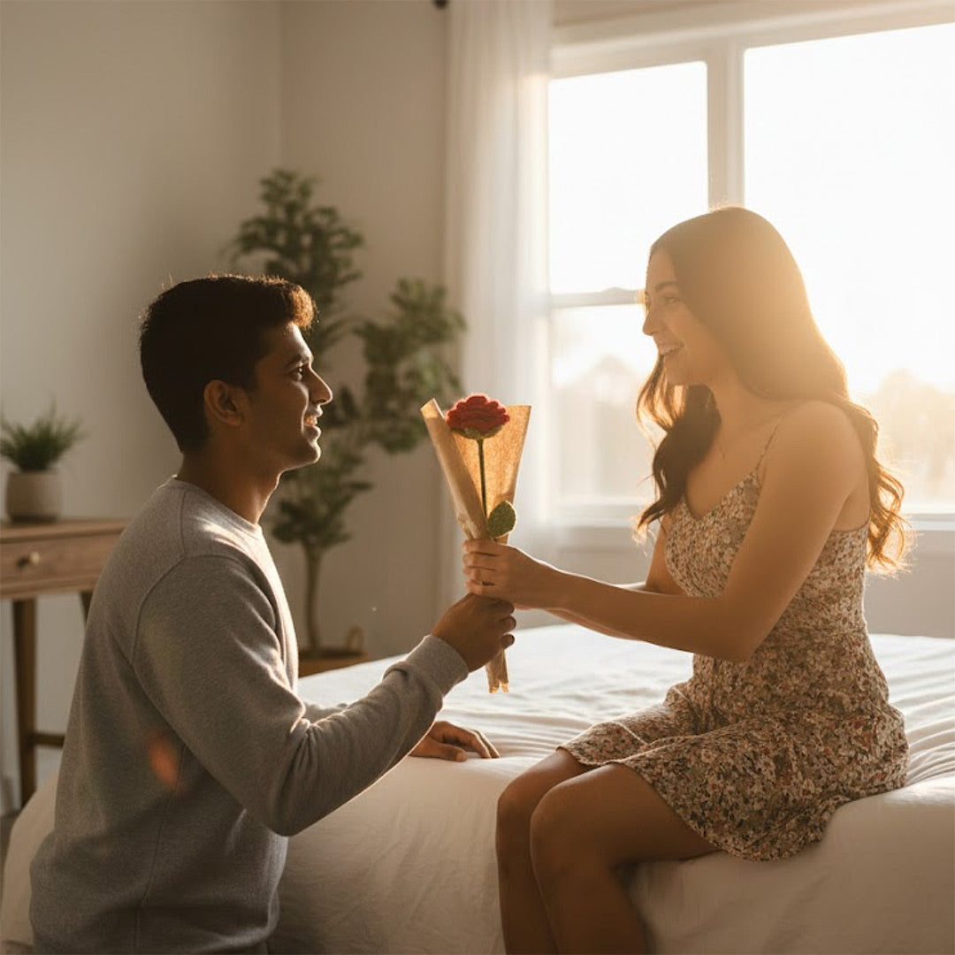 Red Rose Crochet Bouquet – Handmade Forever Flower Gift | Love Craft Gifts