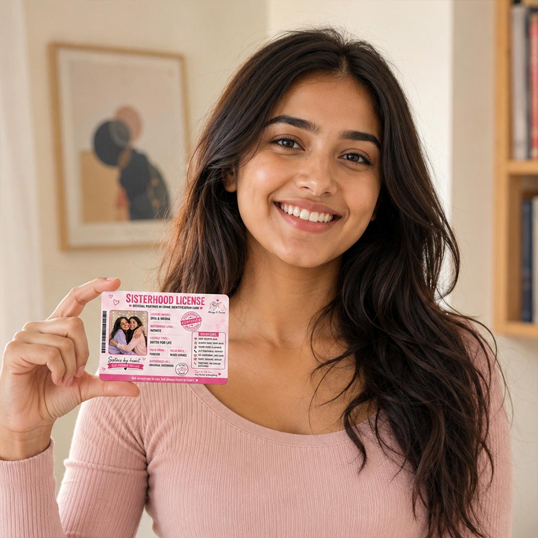 Personalized Sisterhood License Photo Card | Sister for Life Keepsake Gift | Love Craft Gifts™