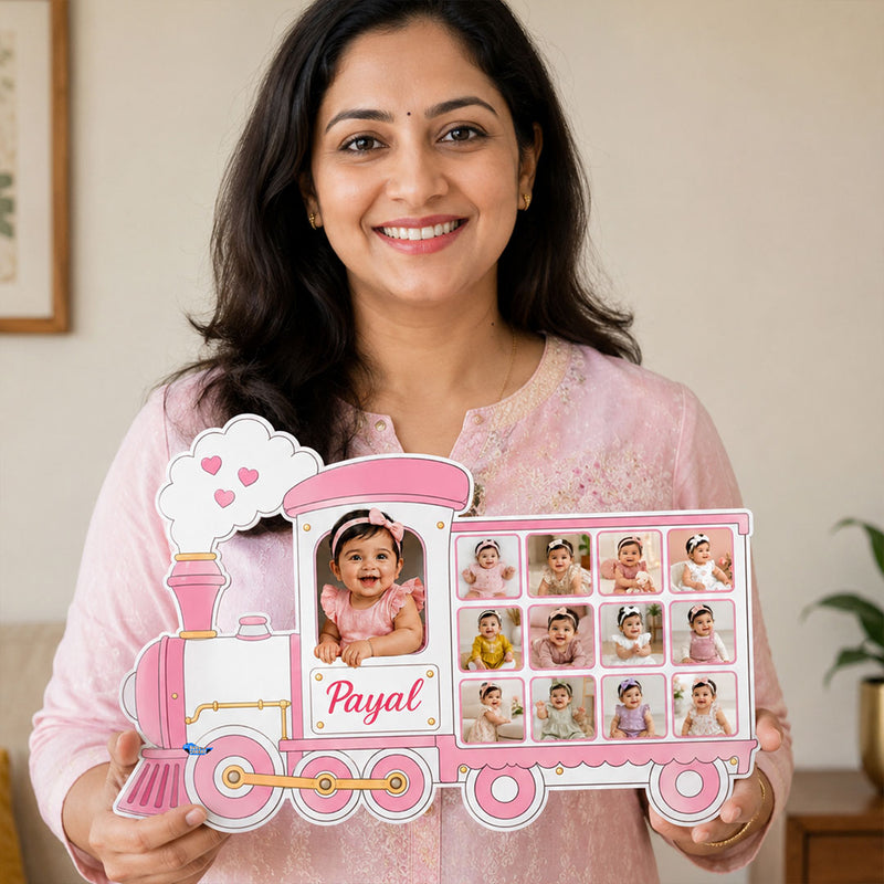 Personalized Baby Train Photo Collage Wall Décor 18x24" | Custom Baby Train Frame | Kids Room Gift | Love Craft Gifts™