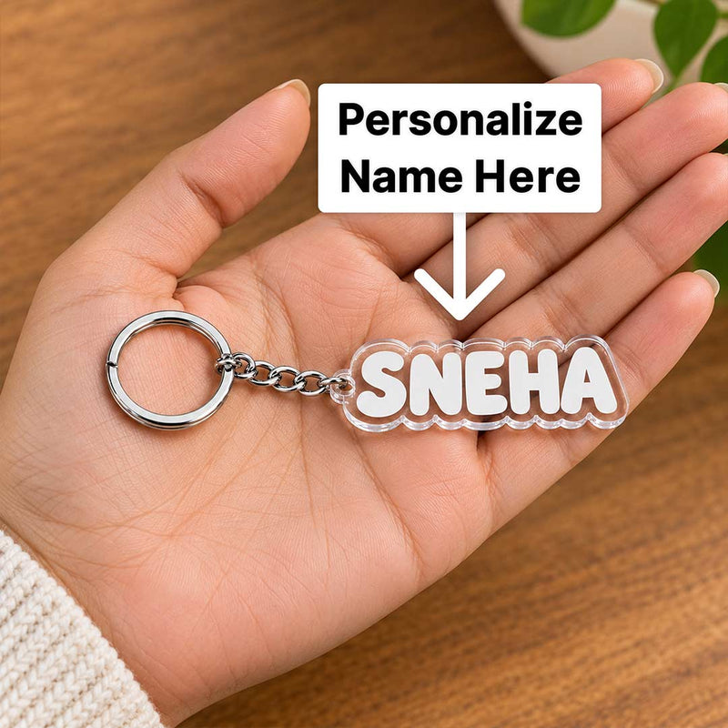 Personalized Acrylic Bubble Name Keychain 2x3" | Custom Name Keyring in Multicolor & White | Love Craft Gifts™