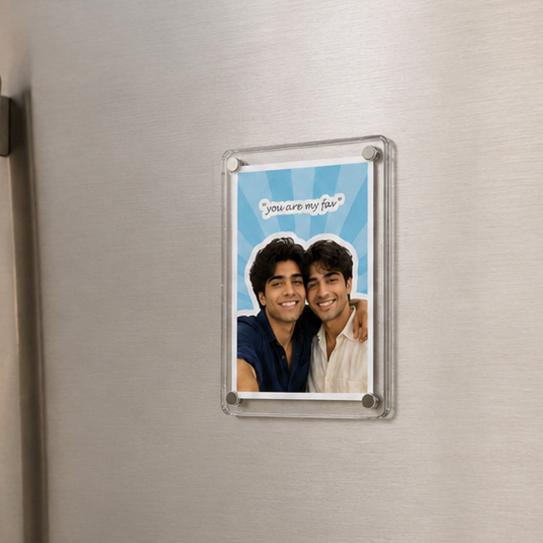 Personalized Brother Acrylic Photo Fridge Magnet | Sibling Memory Gift for Bhai | Love Craft Gifts™