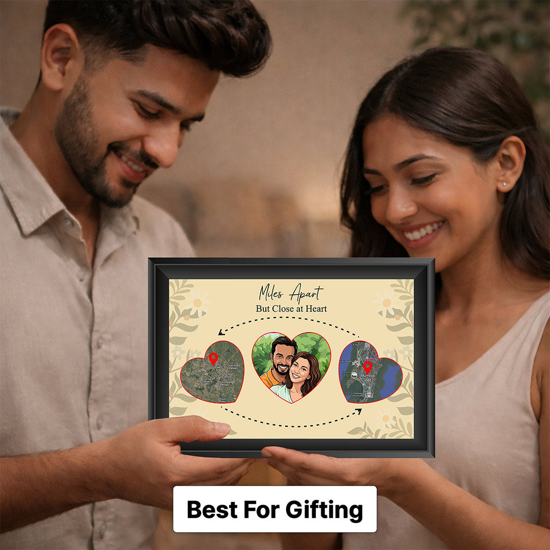 Personalized Long Distance Relationship Map Frame Custom Photo Couple Gift 8x12" | Love Craft Gifts