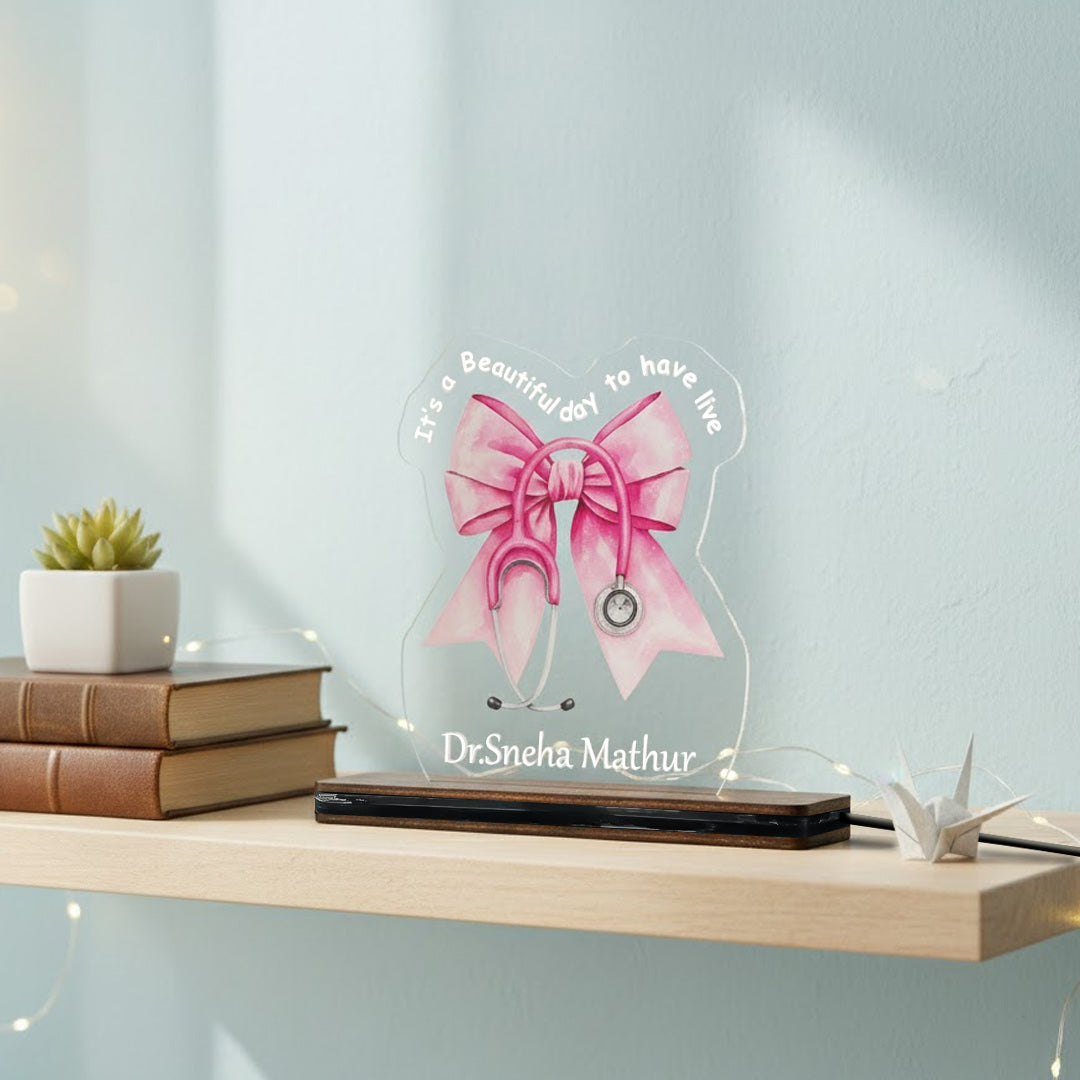 Personalized Doctor Acrylic Lamp with Stethoscope – 6×7 Inch | Love Craft Gifts