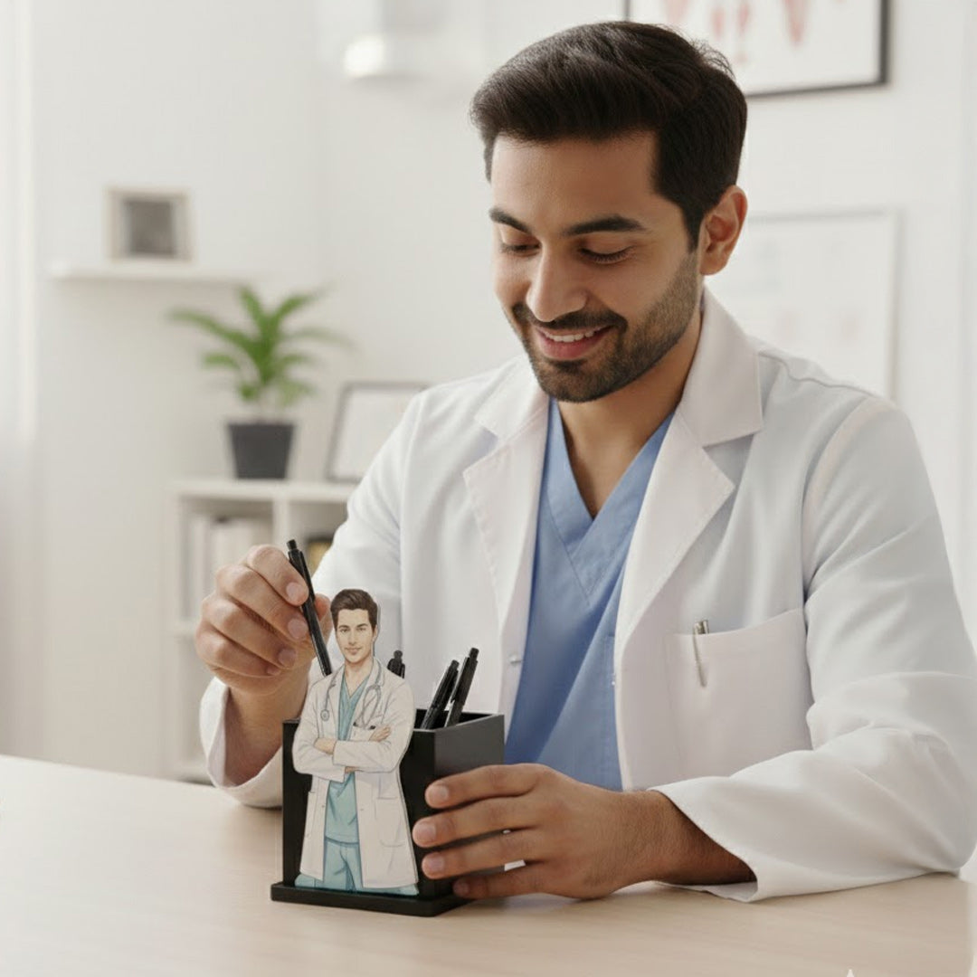 Personalized Doctor Pen Stand with Photo | Love Craft Gifts