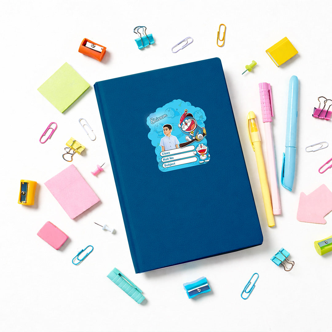 Personalized Doraemon Cartoon Kids Name Slips – Illustrated Cartoon Art School Name Stickers (2×3 Inch, 28 Stickers) | Love Craft Gifts