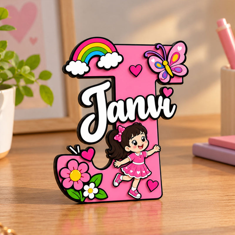 Personalized Wooden Initial & Name Tabletop Standee 6x7" | Love Craft Gifts™