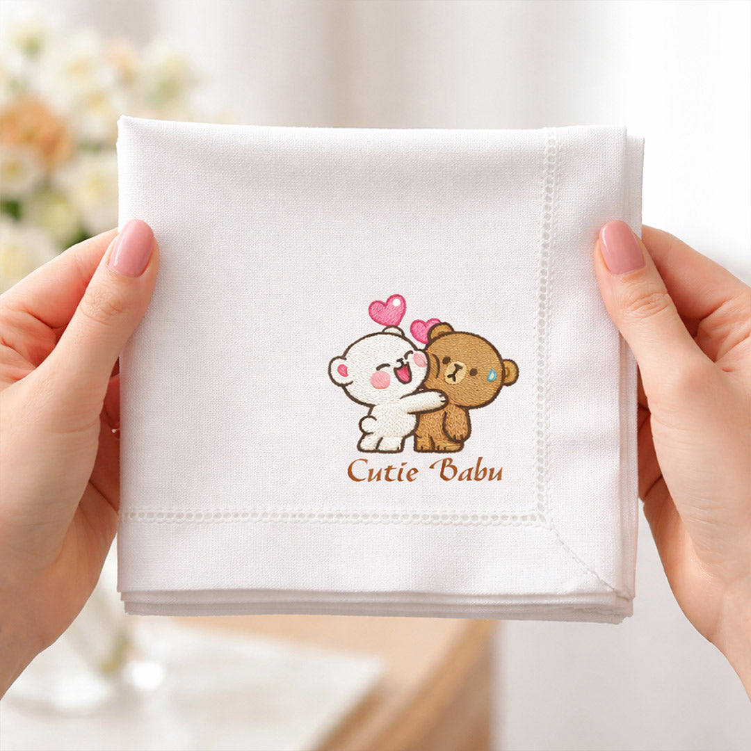 Personalized Cute Cartoon Handkerchief – “Duggu Buggu” Name Print | Love Craft Gifts