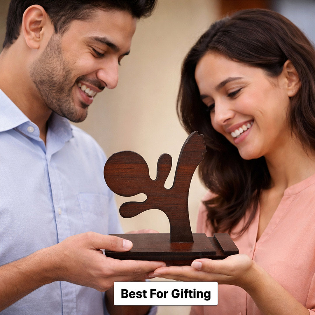 Wooden Mobile Phone Holder & Desk Organizer Stand (5x5 Inch) Premium Wooden Smartphone Stand for Office & Home | Love Craft Gifts