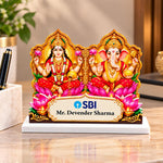 Custom Lakshmi Ganesha Nameplate with Company Logo & Recipient Name