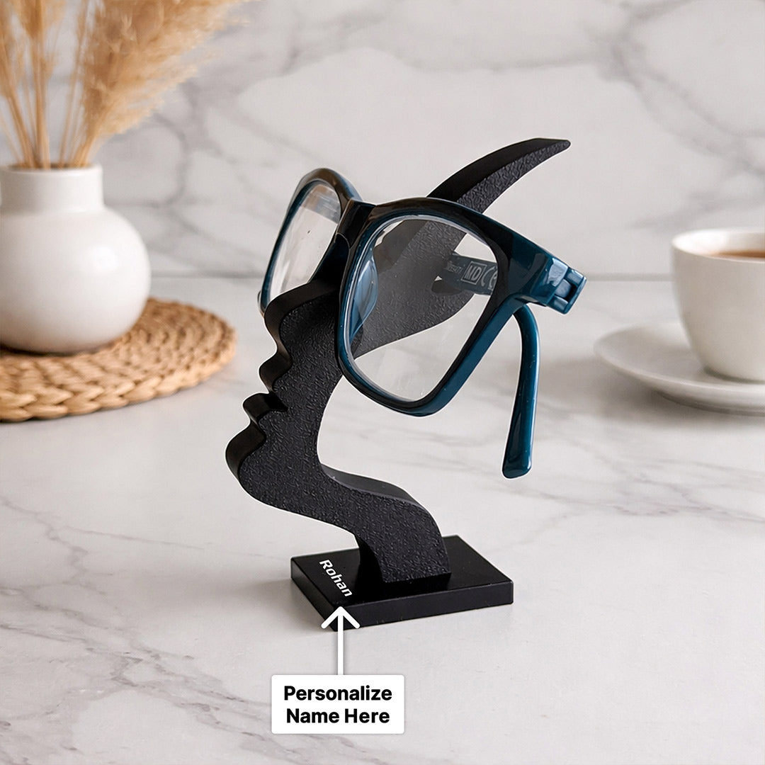 Personalized Face Design Eyeglass Holder Stand – Custom Name Glasses Organizer Desk Stand for Home & Office | Love Craft Gifts™