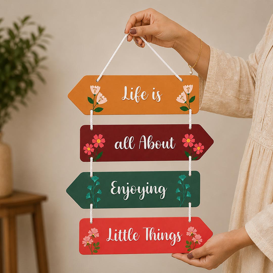 Personalized Life Is All About Enjoying Little Things Wooden Hanger | 9x15" | Love Craft Gifts™