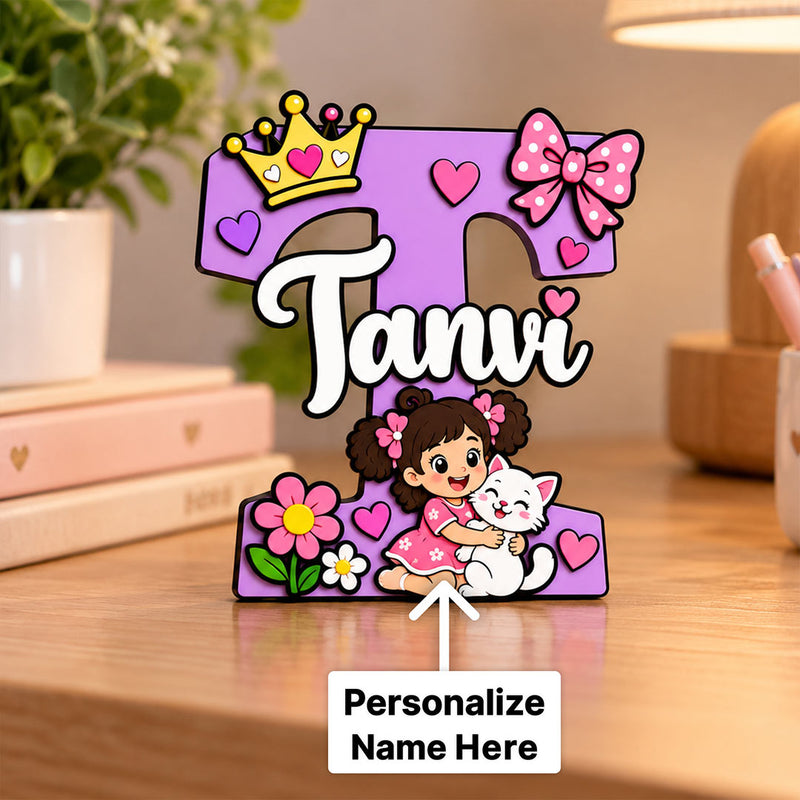 Personalized Wooden Initial & Name Tabletop Standee 6x7" | Love Craft Gifts™