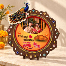 Customized Karwa Chauth Couple Photo Thali | Standard Size Festive Gift | Love Craft Gifts™