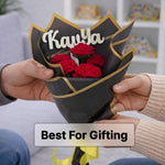 Personalized Red Rose Crochet Bouquet | Handmade Forever Flower Gift | Love Craft Gifts