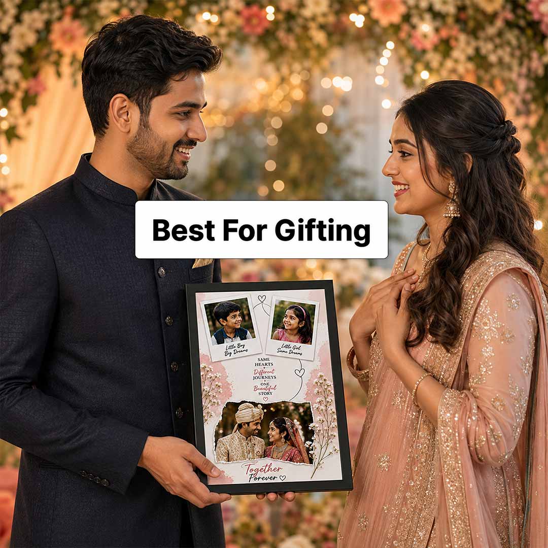 Personalized Childhood to Wedding Couple Photo Frame | Custom Bride & Groom Wall Frame | Love Craft Gifts™