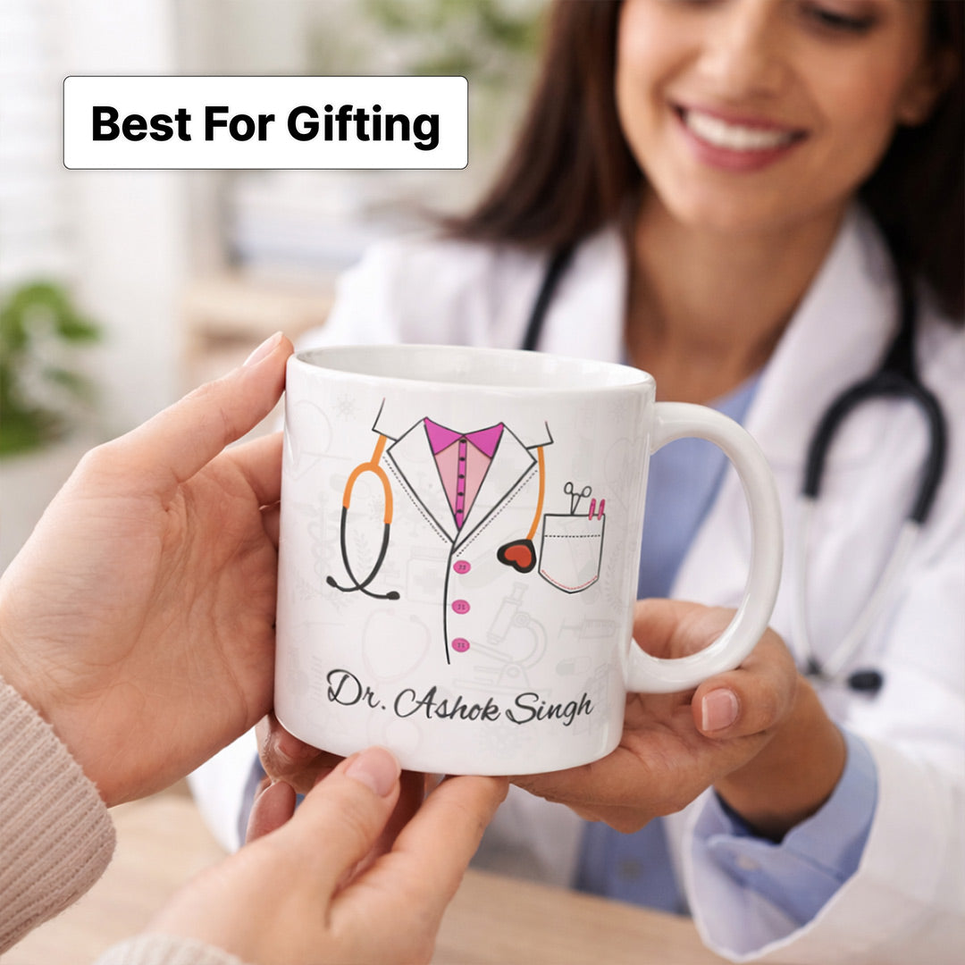 Personalized Doctor Theme Coffee Mug Custom Name Medical Gift Ceramic Cup 350ml | Love Craft Gifts