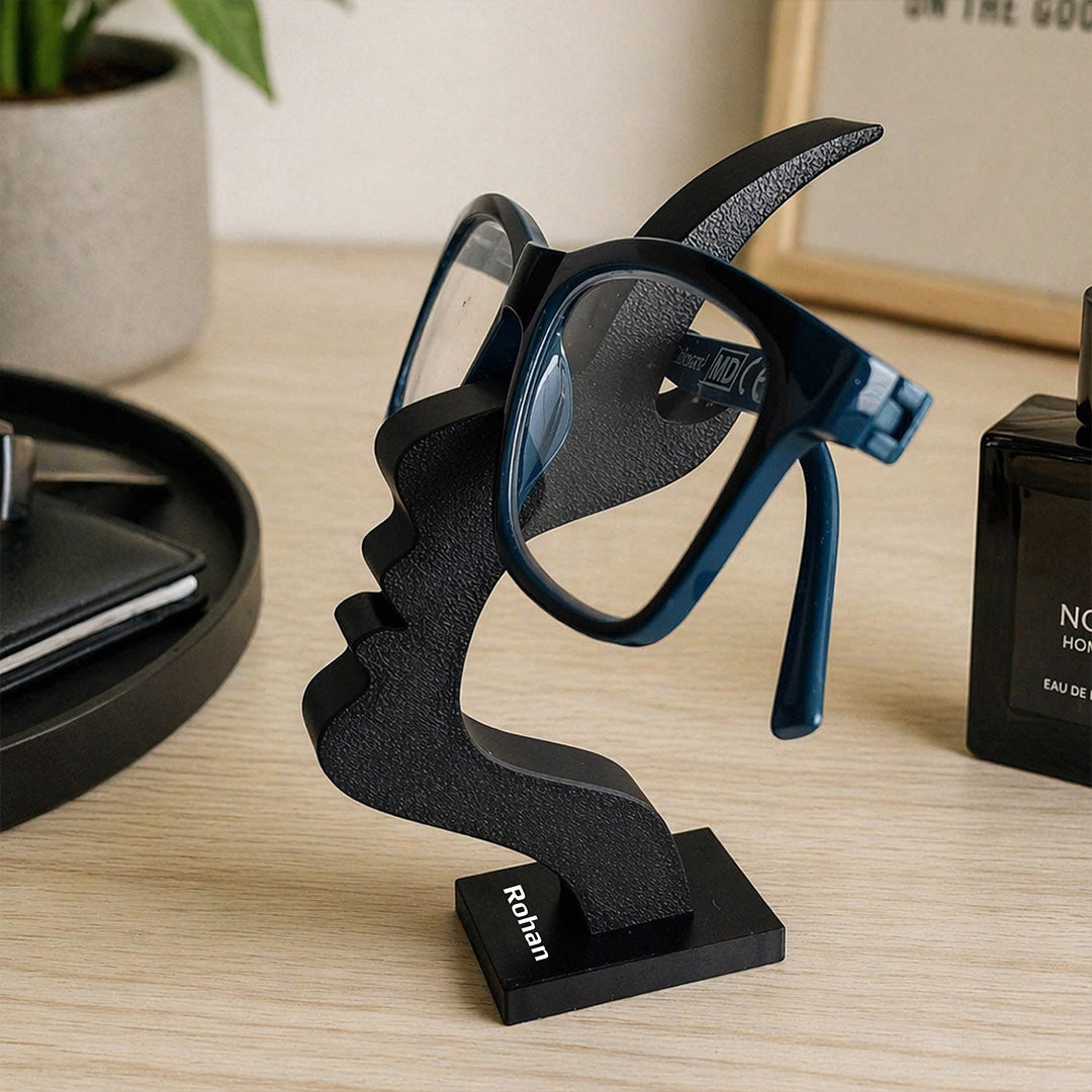 Personalized Face Design Eyeglass Holder Stand – Custom Name Glasses Organizer Desk Stand for Home & Office | Love Craft Gifts™