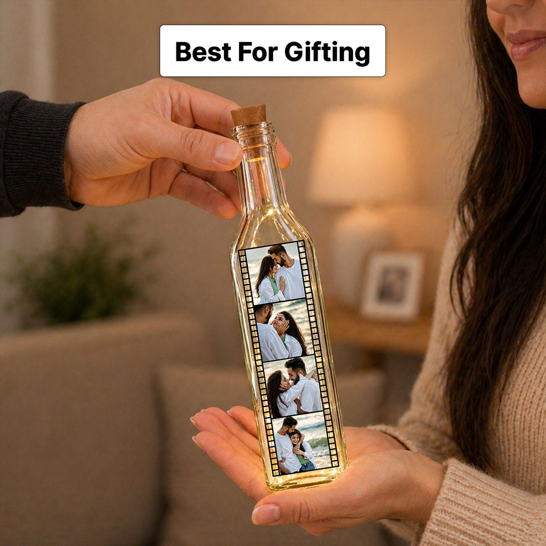 Personalized Film Strip LED Bottle Lamp (Standard Size) – Custom Photo Memory Light Gift for Couples | Love Craft Gifts™