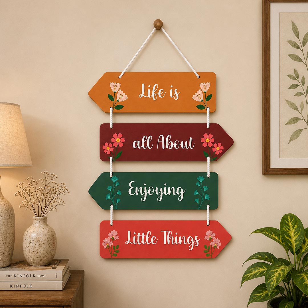 Personalized Life Is All About Enjoying Little Things Wooden Hanger | 9x15" | Love Craft Gifts™