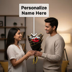 Personalized Red Rose Crochet Bouquet | Handmade Forever Flower Gift | Love Craft Gifts