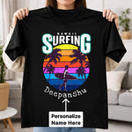 Personalized Hawaii Surfing Black T-Shirt – Custom Name Printed | Love Craft Gifts