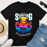 Personalized Hawaii Surfing Black T-Shirt – Custom Name Printed | Love Craft Gifts