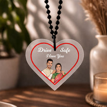 Personalized Heart Shape Car Hanger -Acrylic Couple Charm (2.5x2.5")