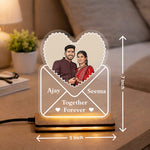 Personalized LED Acrylic Heart Lamp with Photo & Name Custom Warm White Light Couple Night Lamp (5x7 Inch) Romantic Gift for Husband, Wife & Girlfriend | Love Craft Gifts