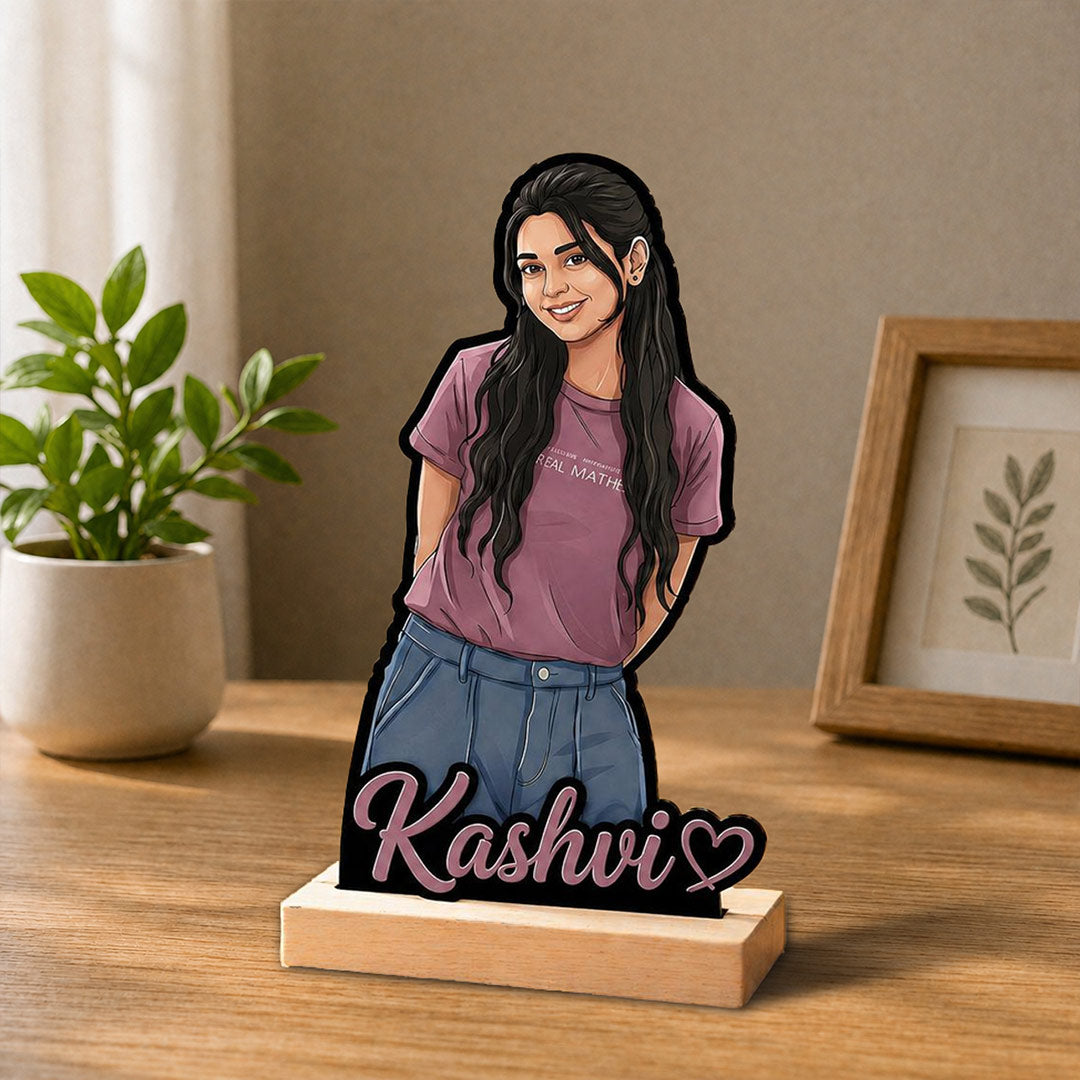 Personalized Cartoon Girl Photo Table Stand Gift for Sister,Best Friend &  Girlfriend