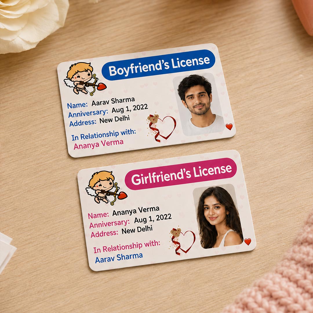 Personalized Boyfriend & Girlfriend License Photo Card Set | Romantic Gift for Couples | Love Craft Gifts™