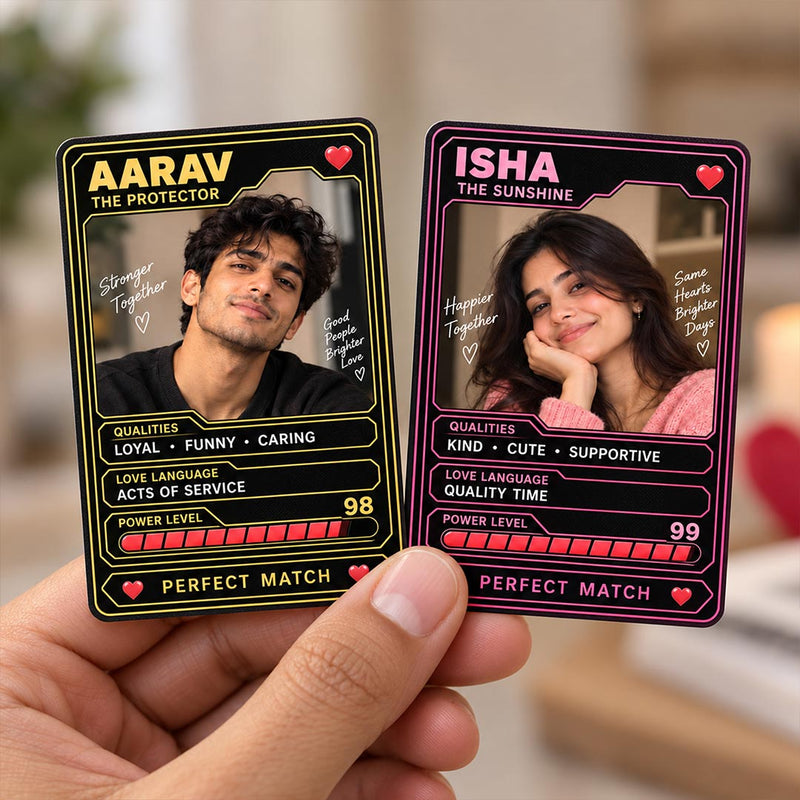Personalized Perfect Match Couple Photo Cards Set of 2 | Romantic Gift for Couple | Love Craft Gifts™