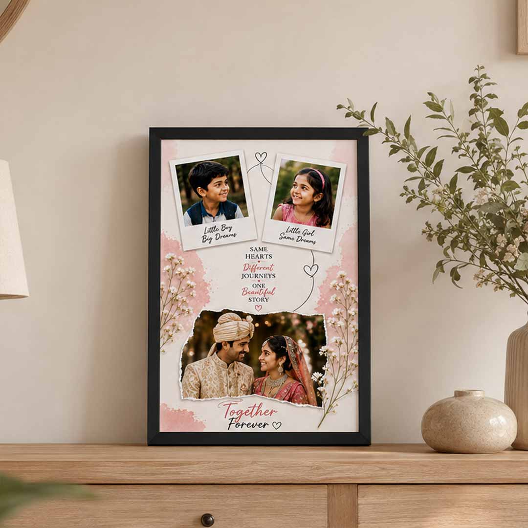 Personalized Childhood to Wedding Couple Photo Frame | Custom Bride & Groom Wall Frame | Love Craft Gifts™