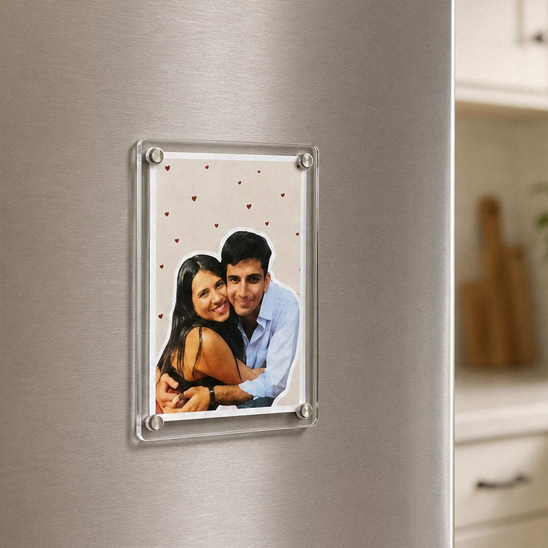 Personalized Couple Acrylic Photo Fridge Magnet | Romantic Gift for Boyfriend, Girlfriend, Husband & Wife | Love Craft Gifts™