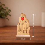 Personalized Wooden Family Figurine Table Stand (5x8 Inch) – Custom Name Family Décor Gift with Heart Design for Parents, Anniversary & Home Decoration | Love Craft Gifts