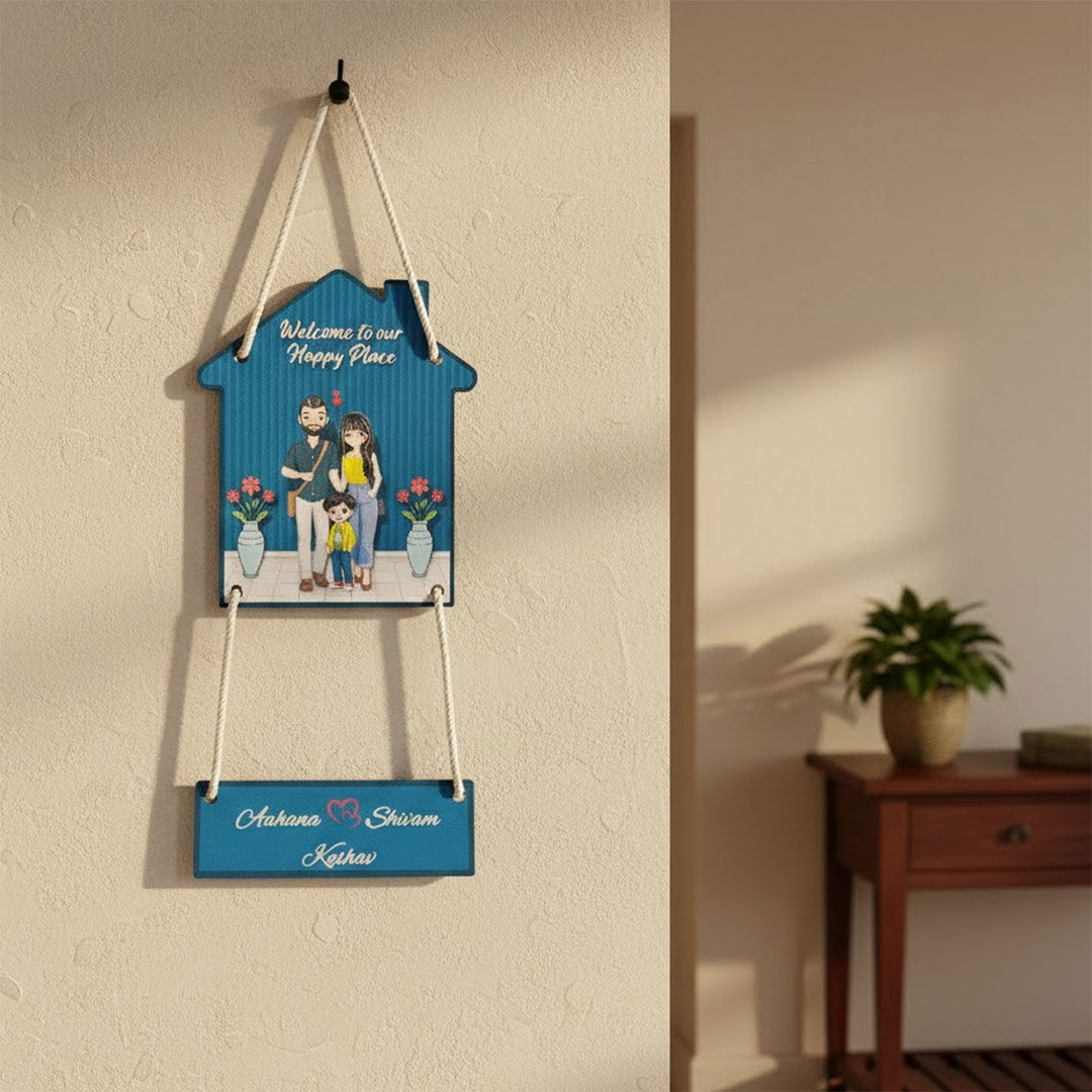 Personalized Family Home Wall Hanger (6×9 Inch) | Love Craft Gifts