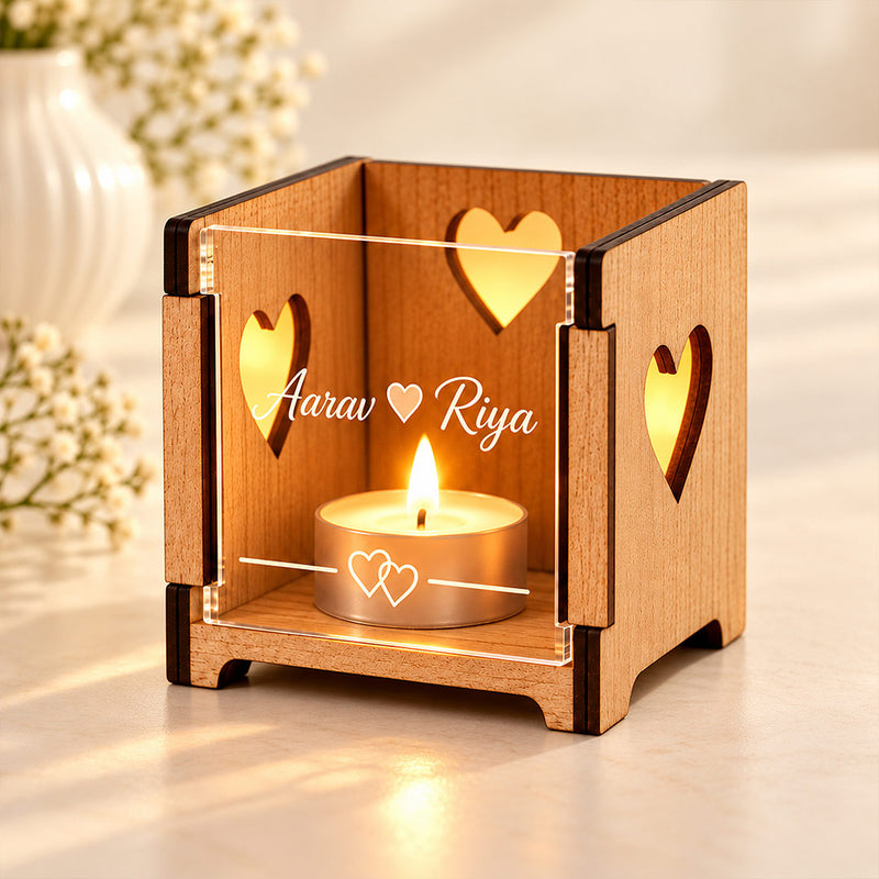 Personalized Couple Candle Holder | Romantic Heart Tealight Stand | Love Craft Gifts™