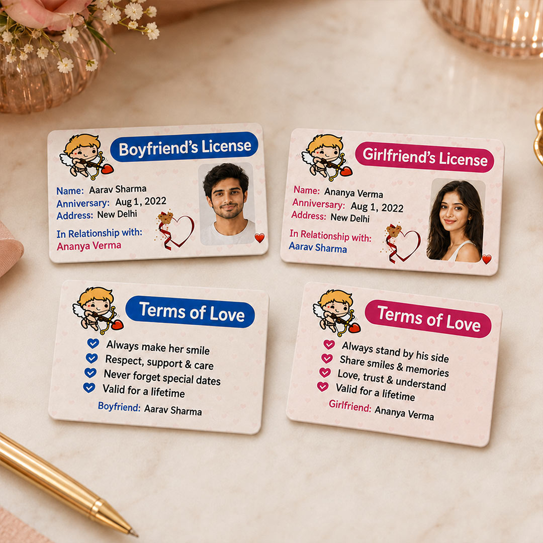 Personalized Boyfriend & Girlfriend License Photo Card Set | Romantic Gift for Couples | Love Craft Gifts™