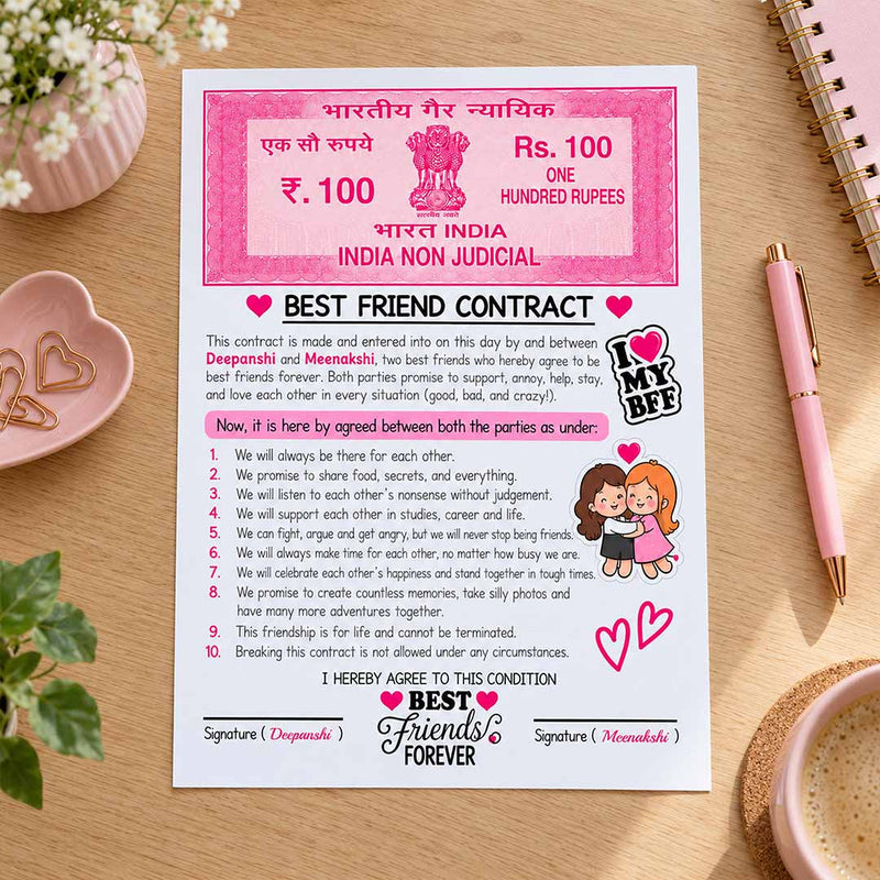 Best Friend Contract 8x12" | Fun BFF Gift for Best Friends | Love Craft Gifts™