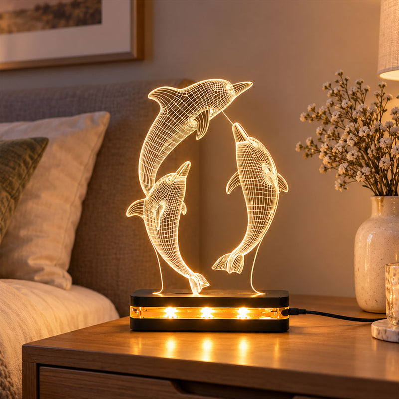 Dolphin 3D Illusion Acrylic Table Lamp 6x8″ | Love Craft Gifts™