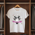 Personalized Cute Panda Girl White T-Shirt – Custom Name Printed Kids Tee | Love Craft Gifts