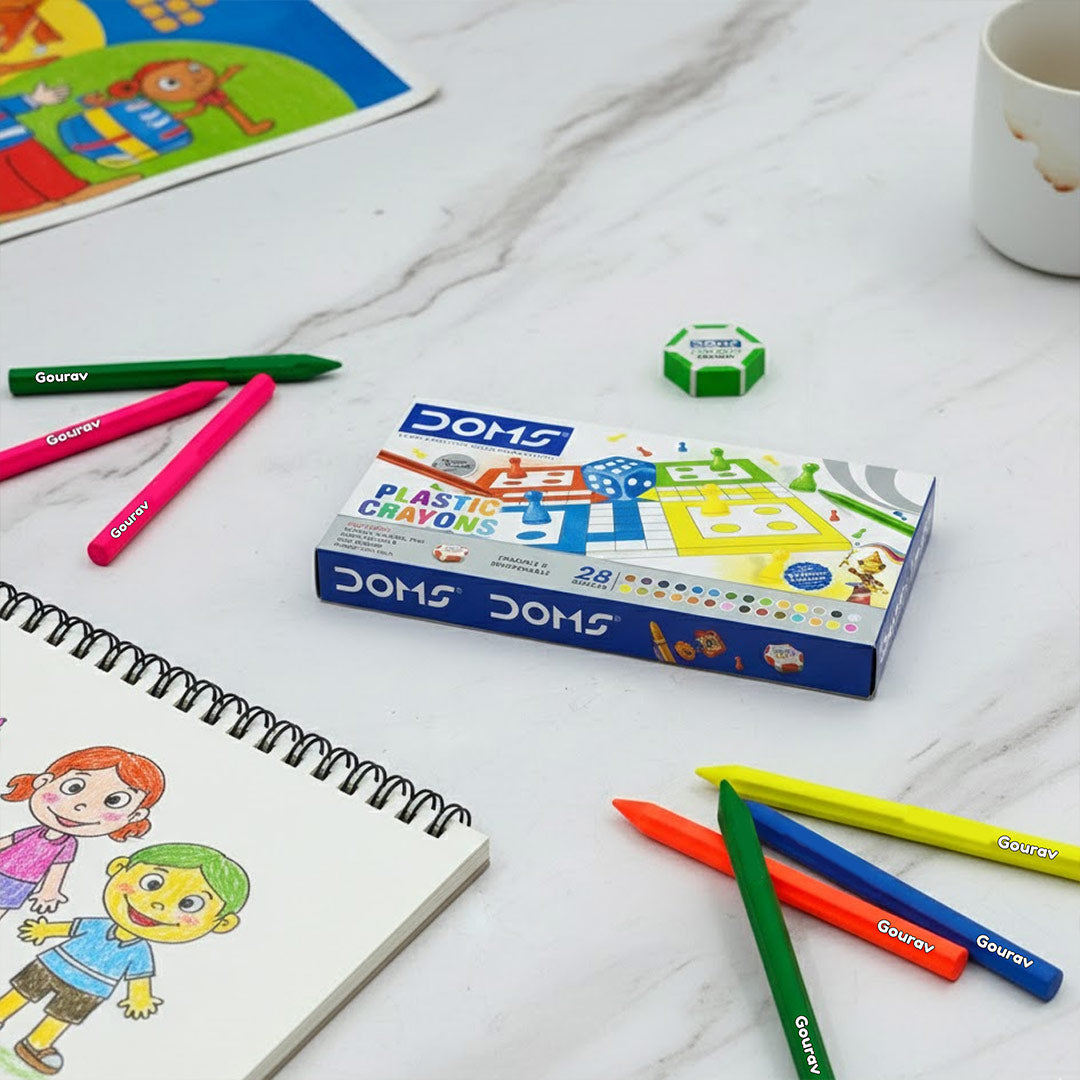 Personalized DOMS Plastic Crayons – 28 Shades (Multicolour) | Love Craft Gifts