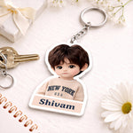 Personalized Kids Cartoon Photo Keychain with Name – Custom Cute Acrylic Key Ring Memory Gift for Boys & Girls (3 Inch) | Love Craft Gifts