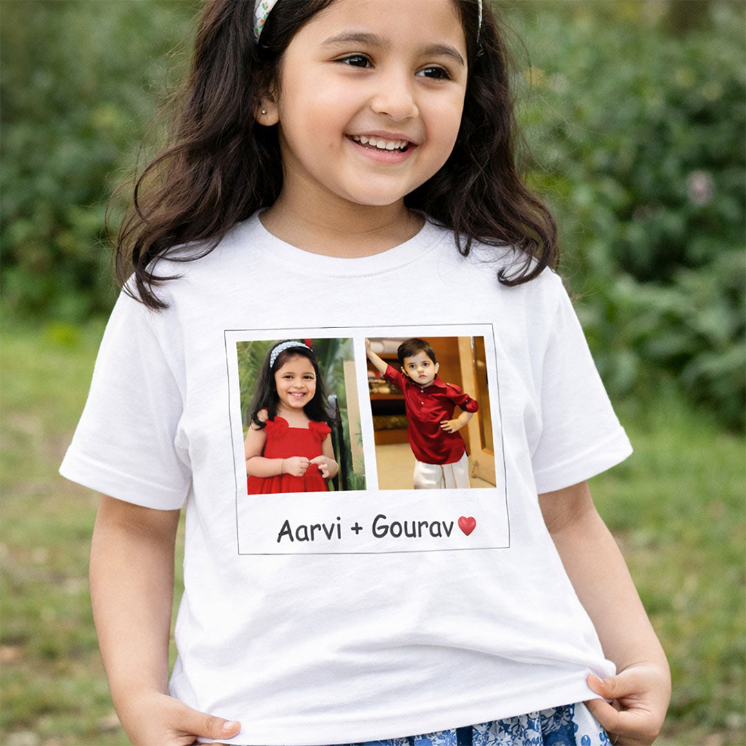 Personalized Kids Photo & Name Print White T-Shirt – Custom Unisex Casual Wear | Love Craft Gifts