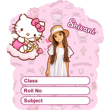 Personalized Kitty Cartoon Kids Name Slips – Illustrated Cartoon Art School Name Stickers (2×3 Inch, 28 Stickers) | Love Craft Gifts