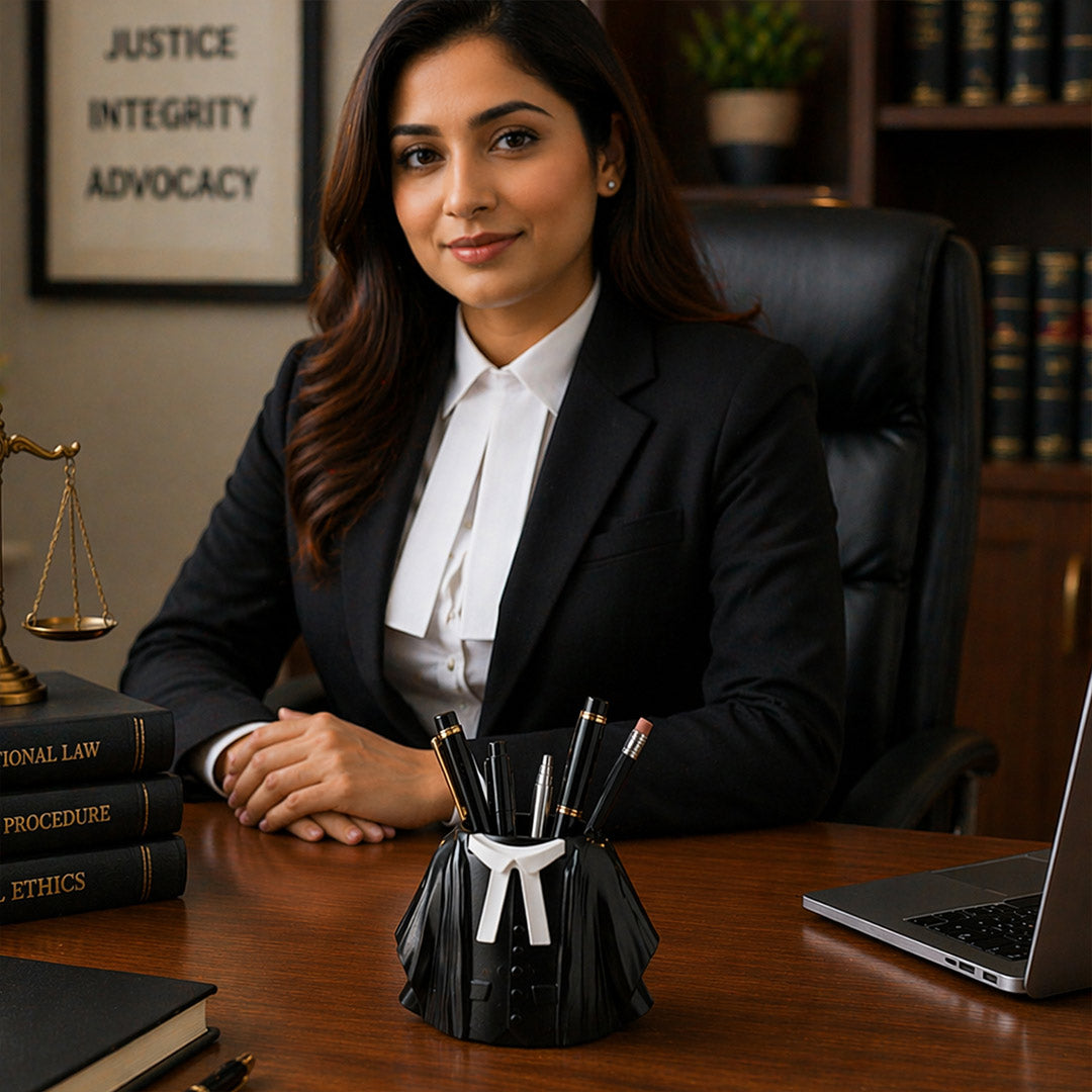 Personalized Lawyer Coat Pen Stand (Standard Size) – Custom Name Desk Organizer Gift | Love Craft Gifts™