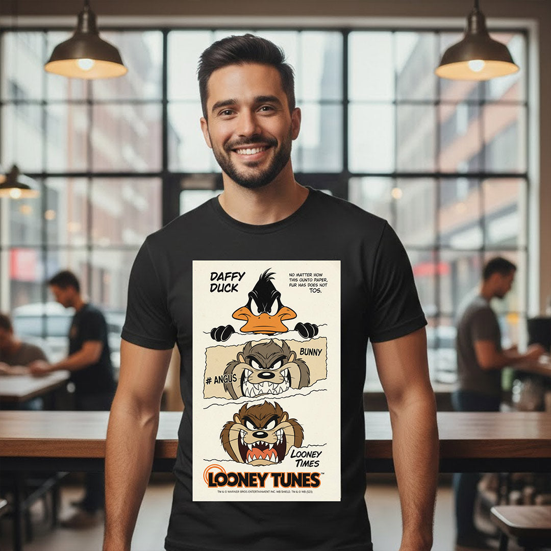 Looney Tunes Graphic Print Black T-Shirt – Unisex Cartoon Style Tee | Love Craft Gifts