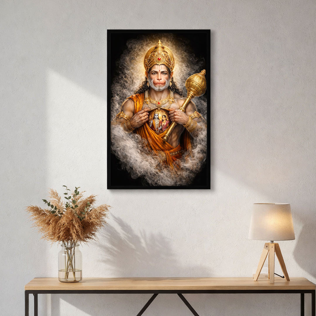 bajrang bali devotional wall frame
Lord Hanuman Devotional Wall Frame – Bajrang Bali Ram Bhakt Spiritual Wall Art Frame | Love Craft Gifts
