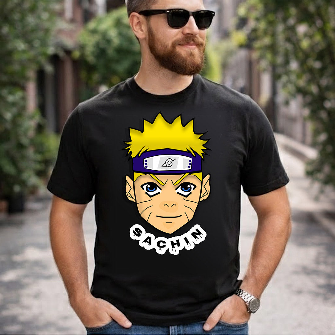 Personalized Ninja Anime Face Name T-Shirt for Kids – Custom Printed Black Tee | Love Craft Gifts